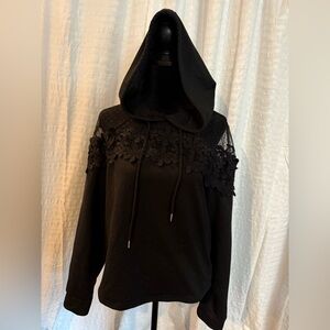 Black Lace Hoodie Top